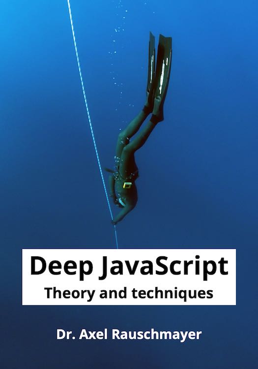 Cover of the book “Deep JavaScript” by Axel Rauschmayer. It shows a freediver who swims under water and follows a rope down into the deep.